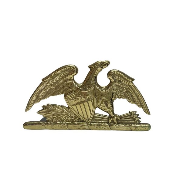 Virginia Metalcrafters Solid Brass Spread Wings American Eagle Bookends Set 1952 - Picture 5 of 9